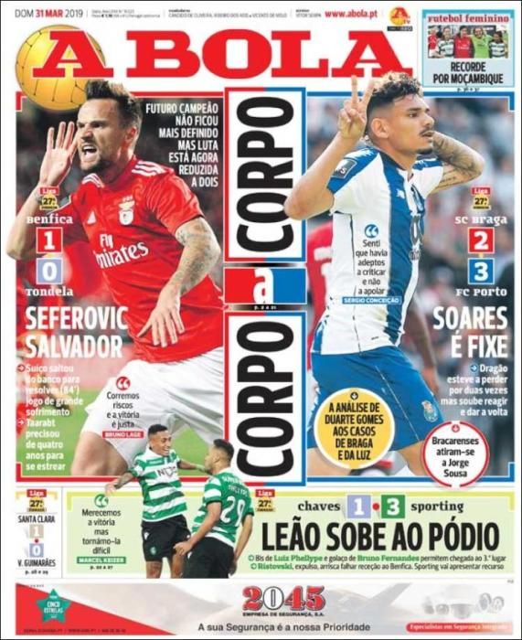 Portada A BOLA domingo 31 de marzo de 2019