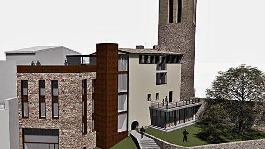 Simulació del projecte de reforma de l&#039;espai de la Casa Museu amb l&#039;ascensor entre els dos edificis