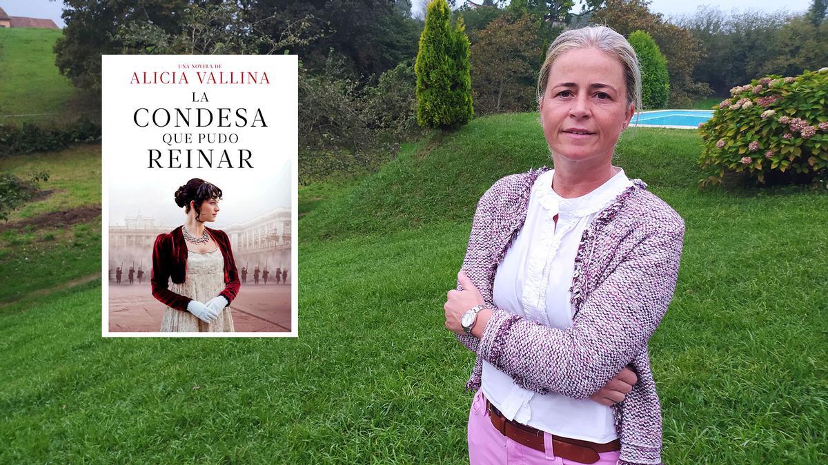 La historiadora y novelista Alicia Vallina. A la izquierda, la portada de su novela "La condesa que pudo reinar".