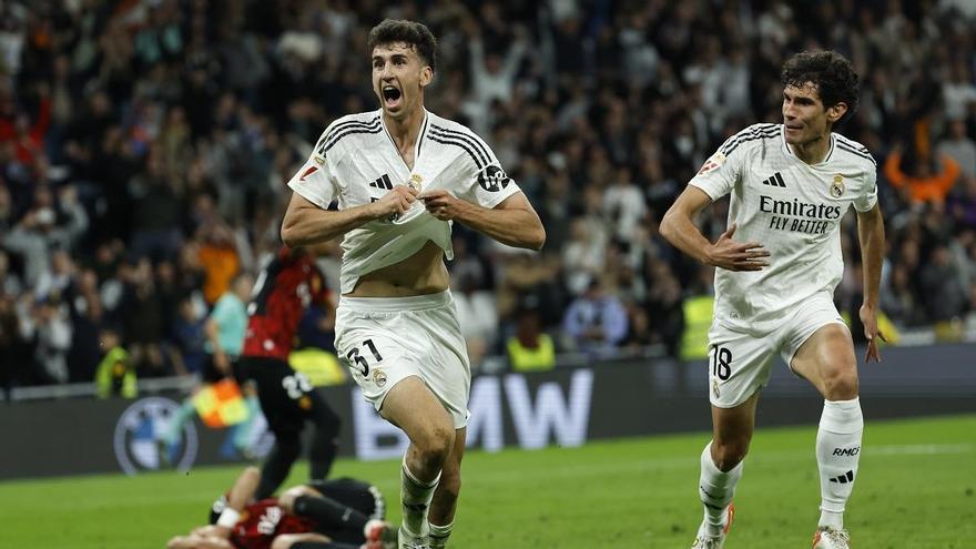 Jacobo celebra su gol ante el Mallorca.