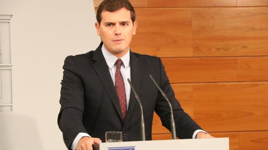 El líder de Cs, Albert Rivera, en  una roda de premsa a La Moncloa, imatge d&#039;arxiu