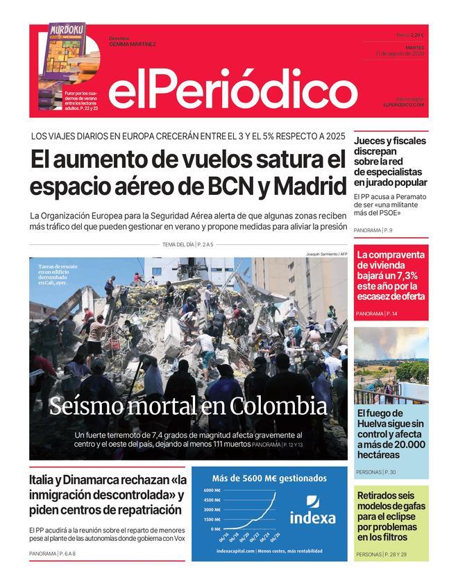 La portada de EL PERIÓDICO del 11 de agosto de 2026