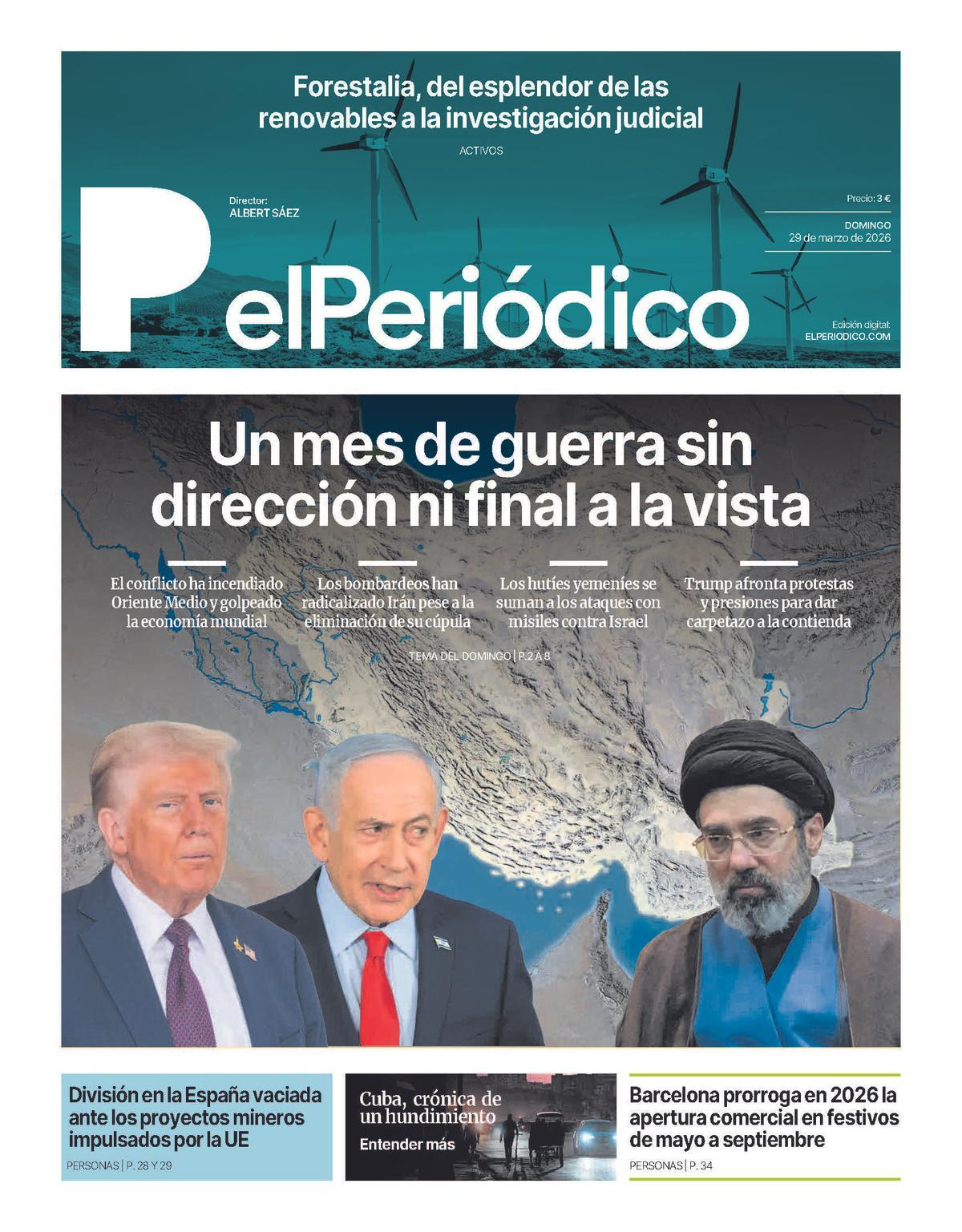 La portada de EL PERIÓDICO del 29 de marzo de 2026
