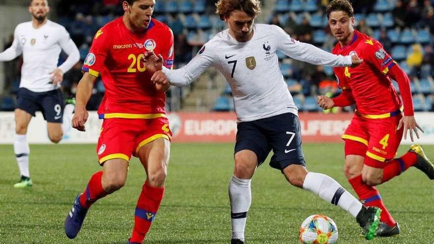 Griezmann, durante el partido con la selección francesa del martes. // Efe