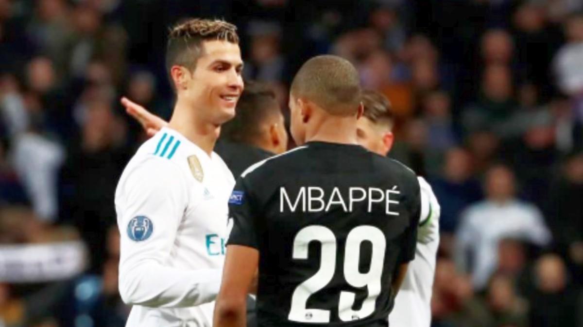 Cristiano y Mbappé se saludan