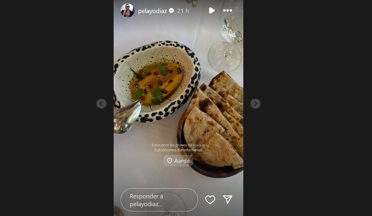 'Story' de Pelayo Díaz, disfrutando de una comida en Aarde.