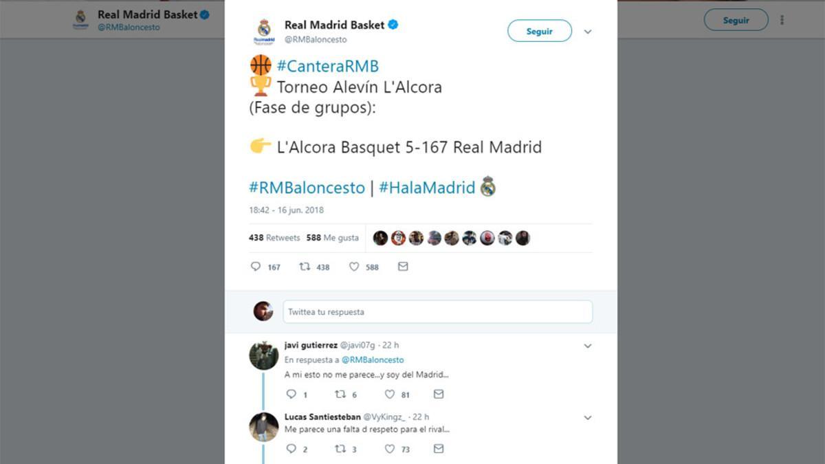 Este es el tuit del club madridista