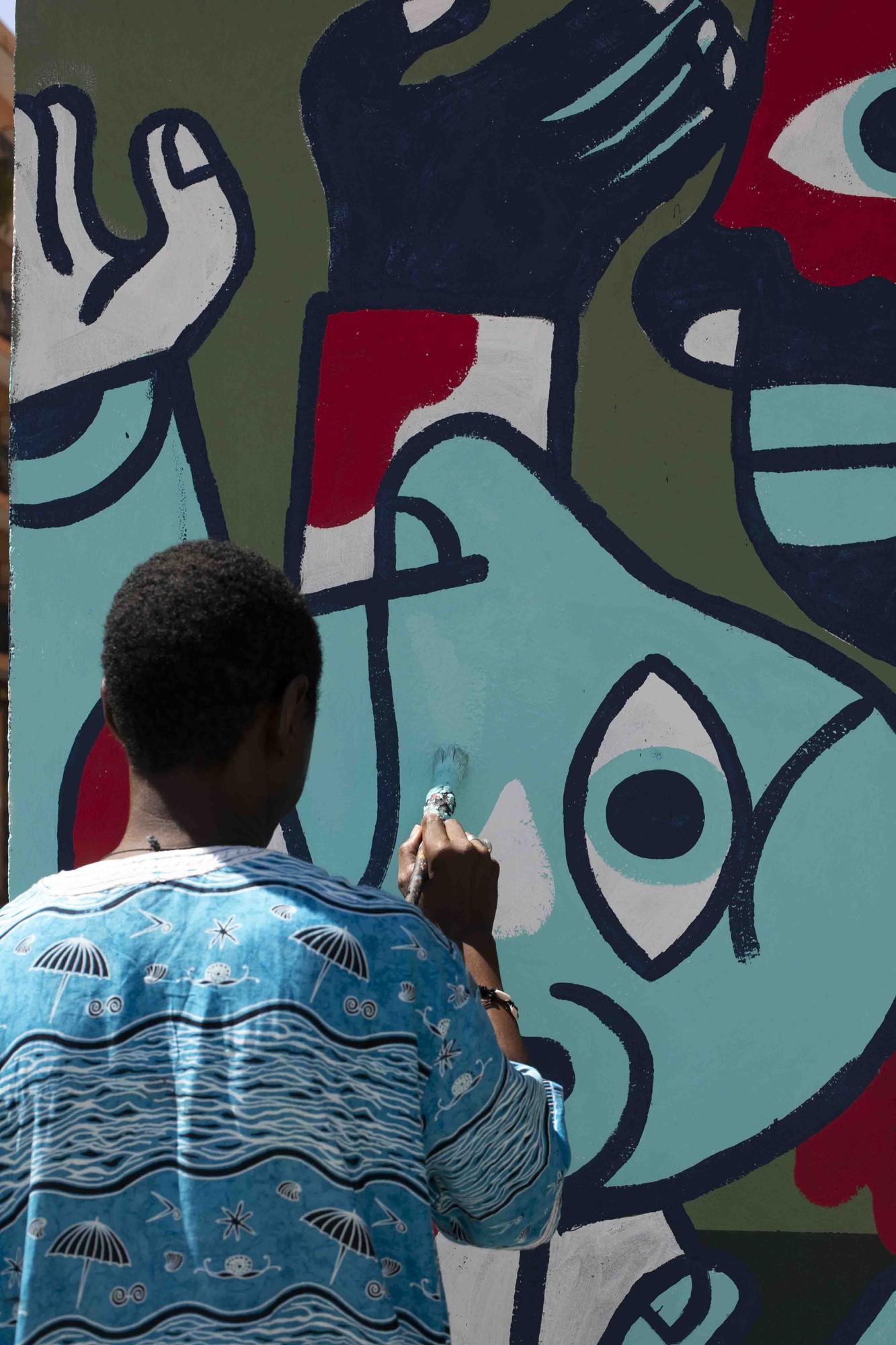 Mural de la tragedia en Melilla en la Union Africana