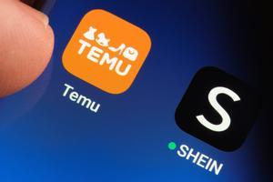 Los logos de las apps de Temu y Shein.