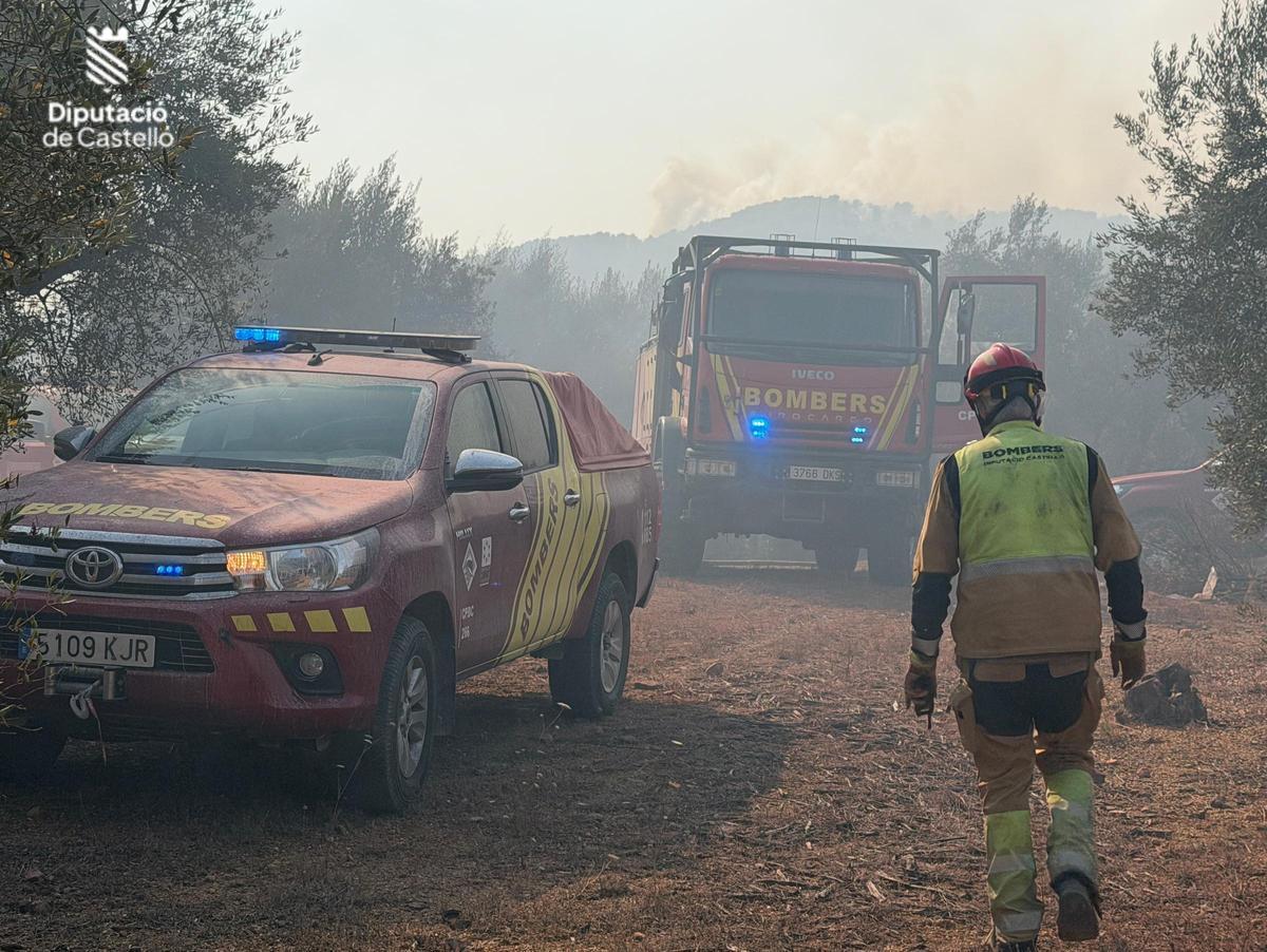 El Consorcio de Bomberos de Castellón continúa trabajando en el incendio forestal de la Vall d'Uixó