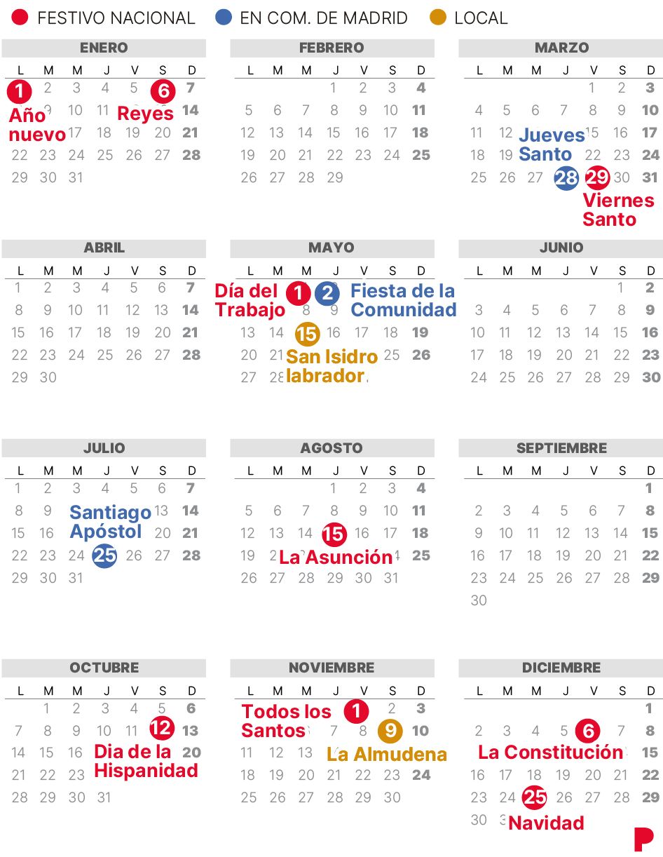 Calendario Laboral para 2024 Comunidad de Madrid - ASPM Asociación