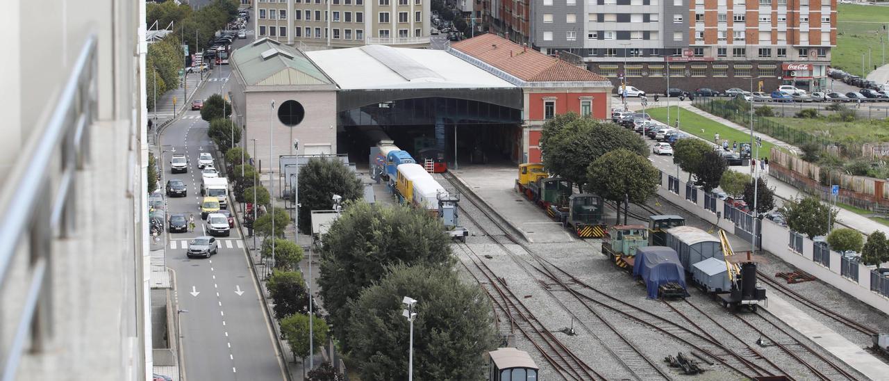 Vista aérea del Museo el Ferrocarril de Gijón.