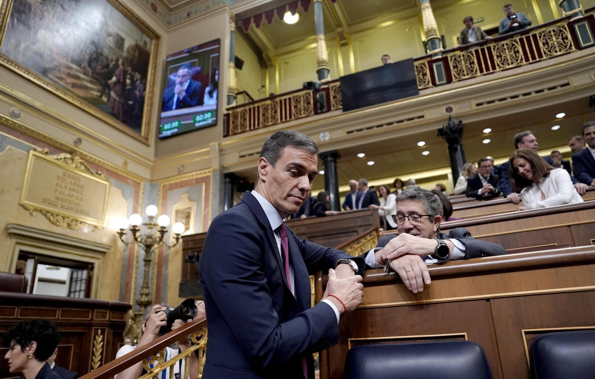 Pedro Sánchez y Patxi López. Sesión de control al Gobierno en el Congreso de los Diputados.