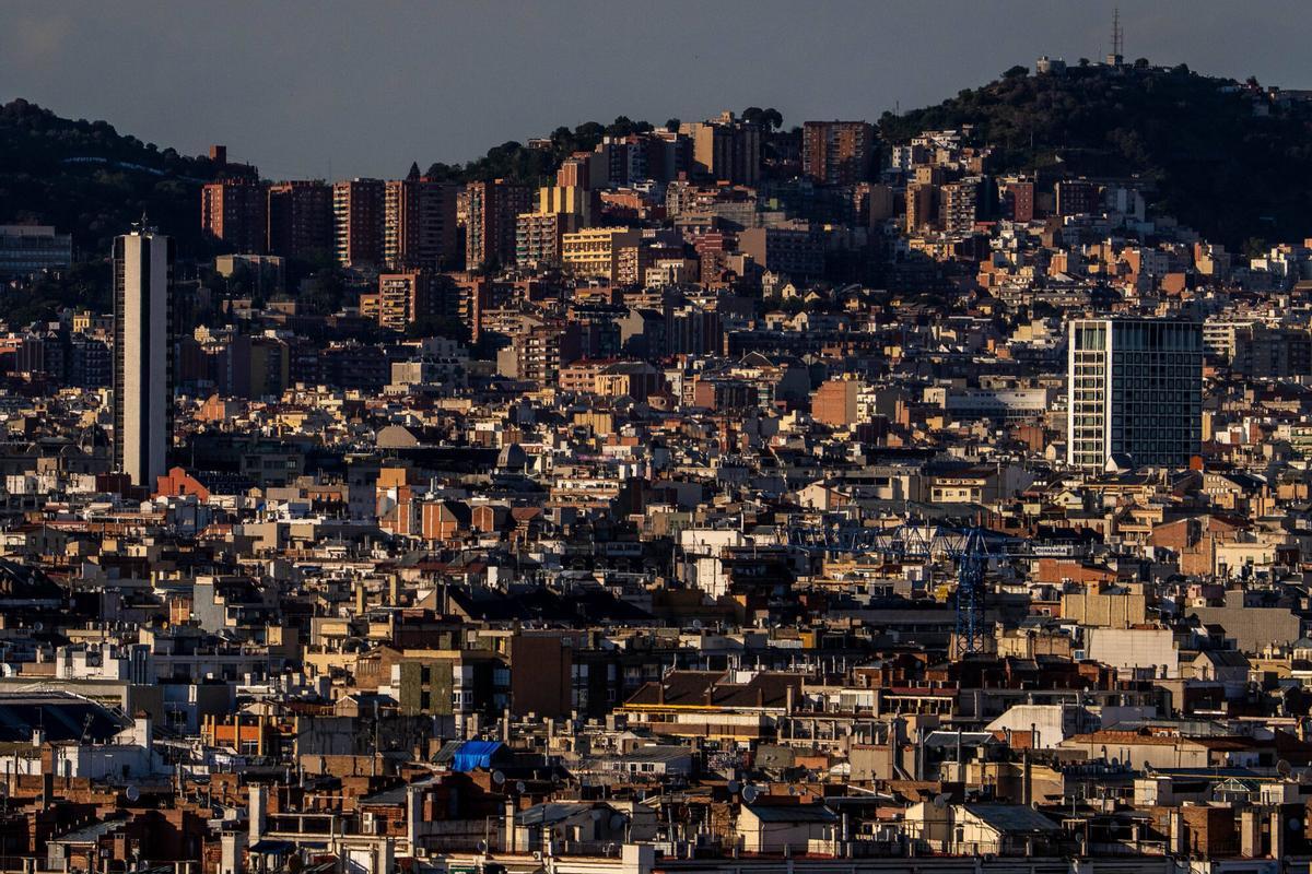 Edificios de viviendas de Barcelona, vistos desde Montjuïc.