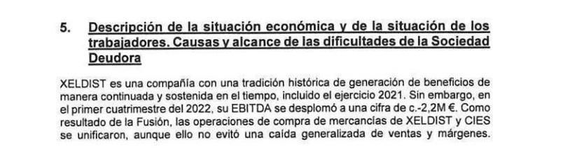Extracto del Plan de Reestructuración de Hiperxel.