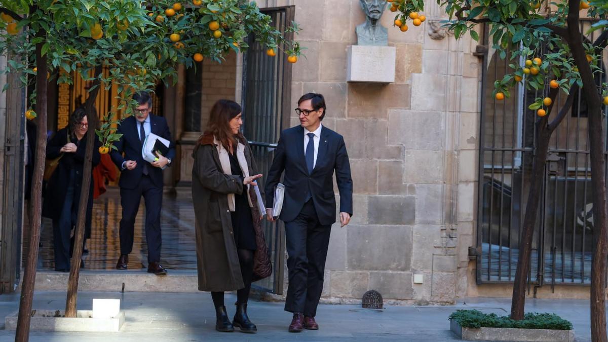 El president de la Generalitat, Salvador Illa, este martes durante la reunión del Govern