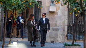 El president de la Generalitat, Salvador Illa, este martes durante la reunión del Govern