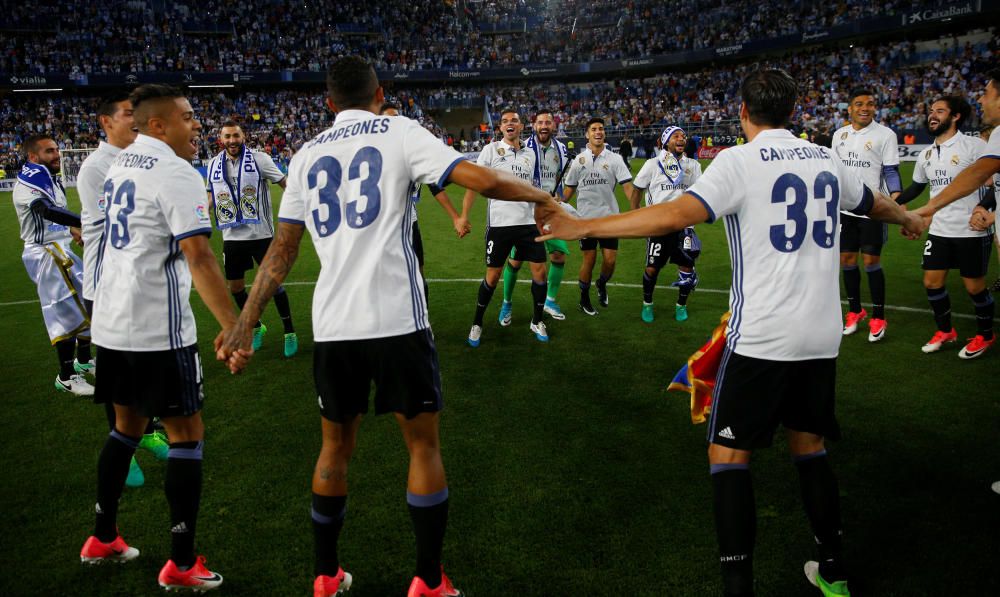 El Real Madrid celebra la Liga en Málaga