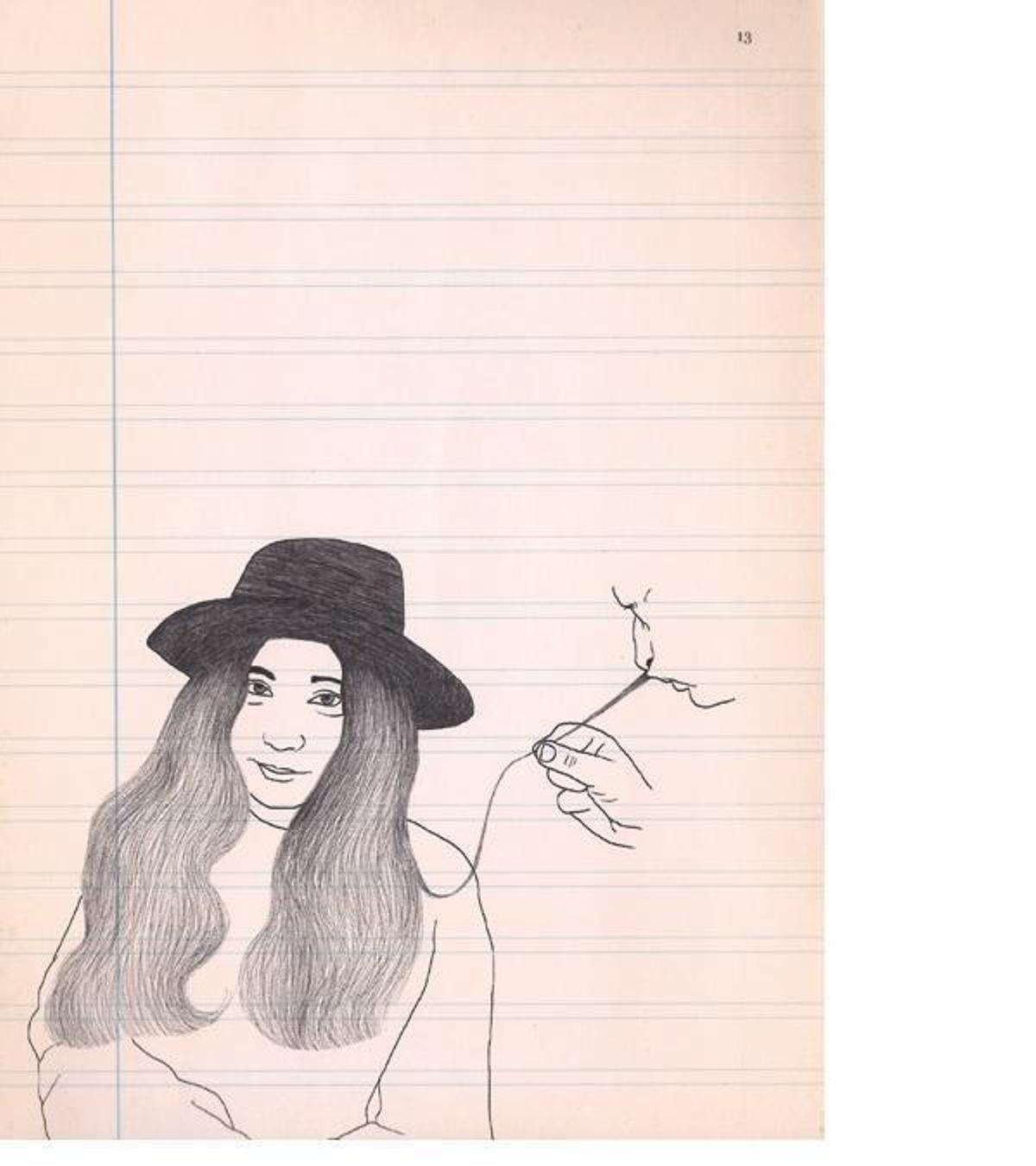 "Burn, Witch, Burn!", obra de Rebeca Lar sobre Yoko Ono y el bigote de Dalí.