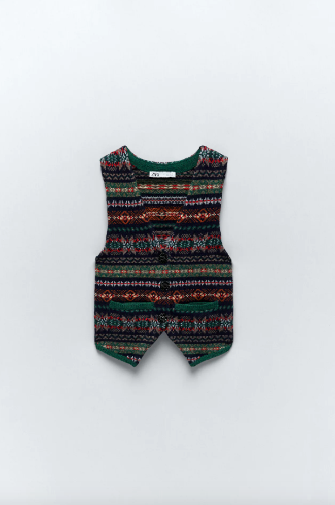 Chaleco jacquard con lana de Zara (precio: 12,99 euros)