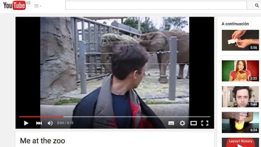 El primer vídeo de Youtube &quot;Me at the zoo&quot;