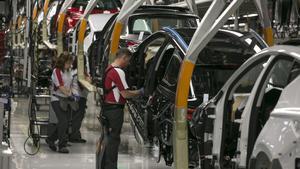 Cadena de montaje del coche Seat Ibiza en la fábrica de Martorell.