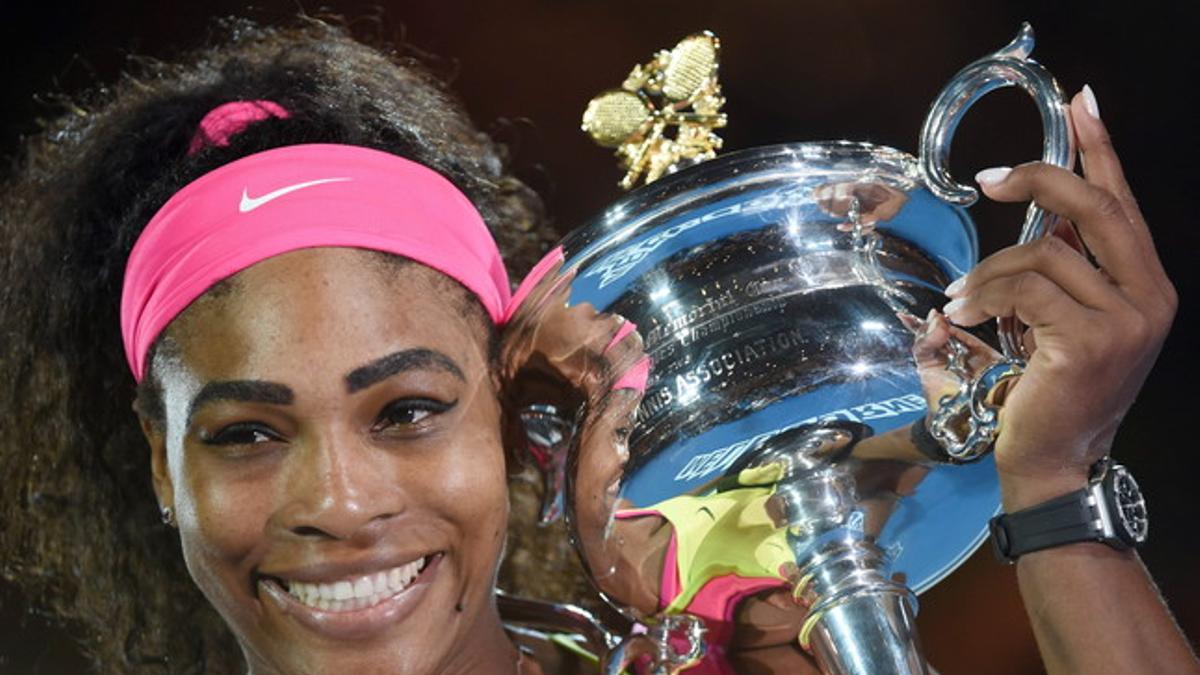 Serena Williams después de ganar a Maria Sharapova en el Abierto de Australia.