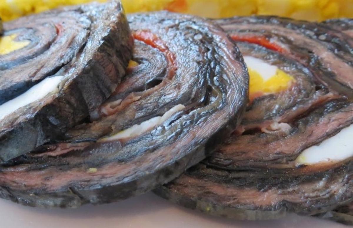 Lamprea rellena preparada con lamprea seca.