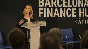 La consellera de Economia i Hisenda, Natàlia Mas, en la presentación del Barcelona Finance Hub