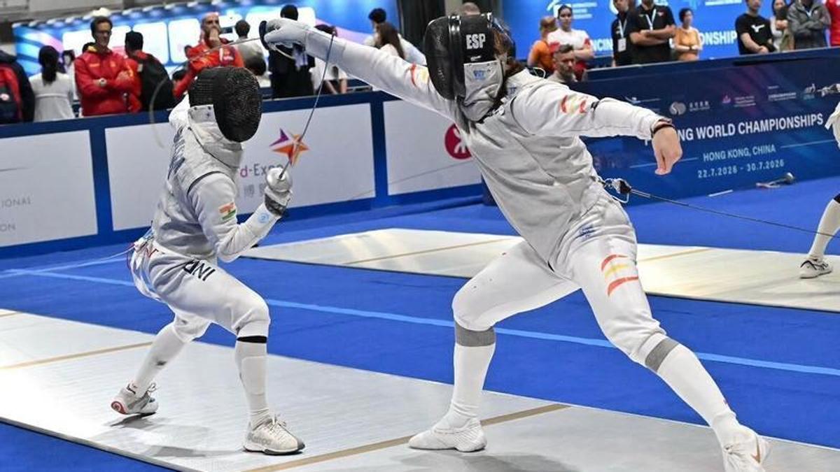 El tirador coruñés Ignacio Breteau, en una competición.
