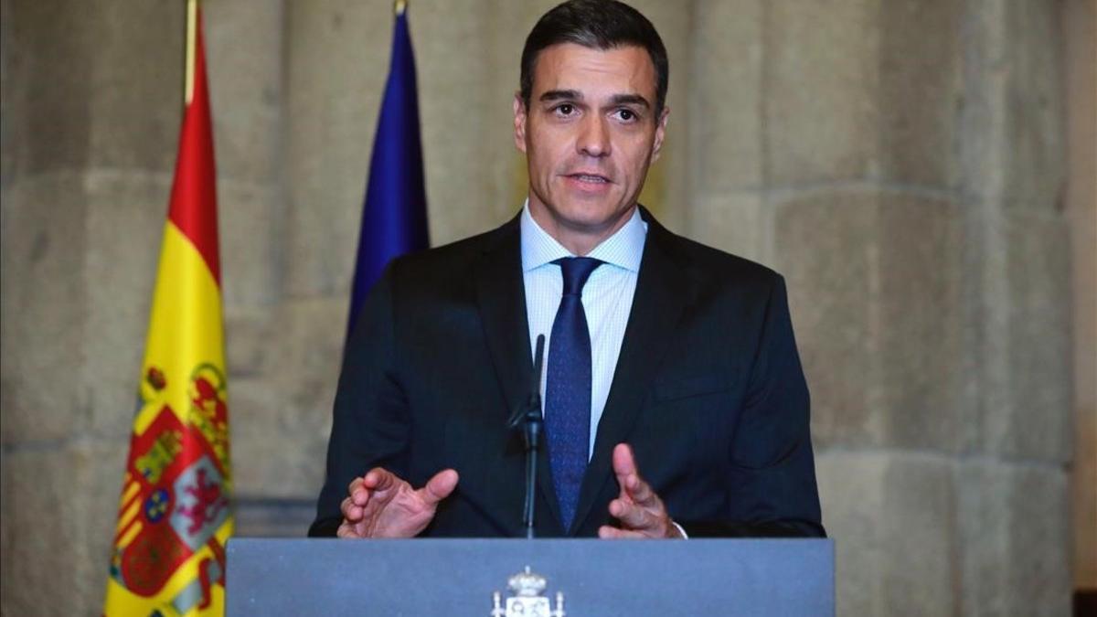 El presidente del Gobierno, Pedro Sánchez, durante la recepción de bienvenida celebrada con motivo de Fitur, ayer en Madrid.