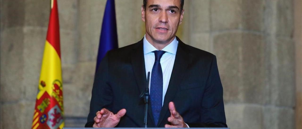 El presidente del Gobierno, Pedro Sánchez, durante la recepción de bienvenida celebrada con motivo de Fitur, ayer en Madrid.