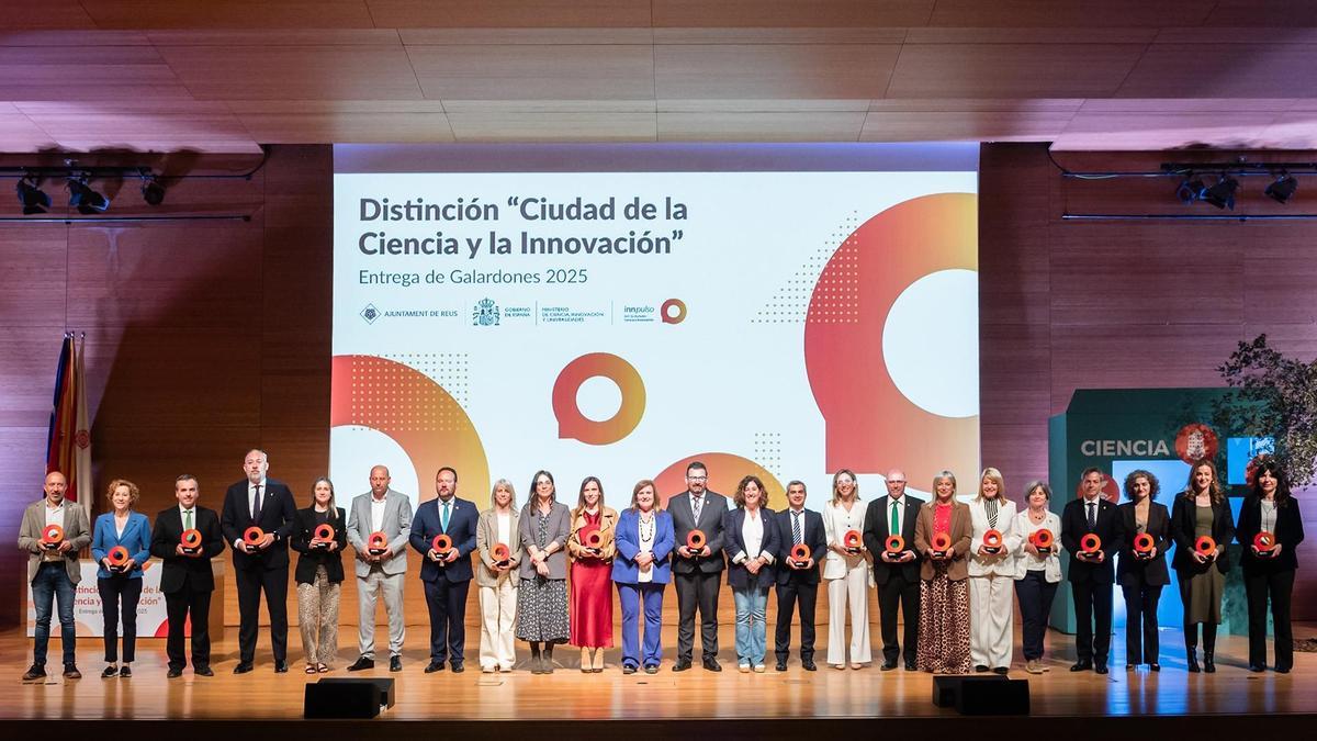 El Alcalde de Aller, sexto por la izquierda, en la entrega de la distinción.
