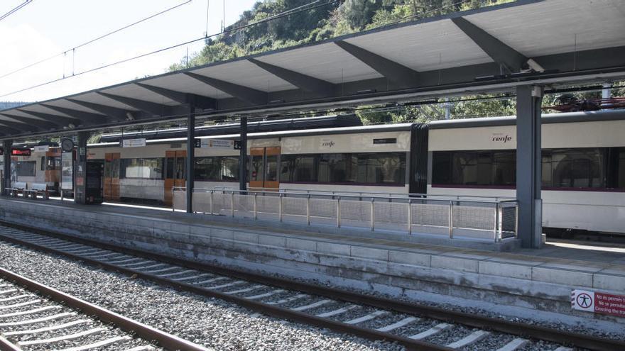 Un tren aturat a l&#039;estació de Manresa