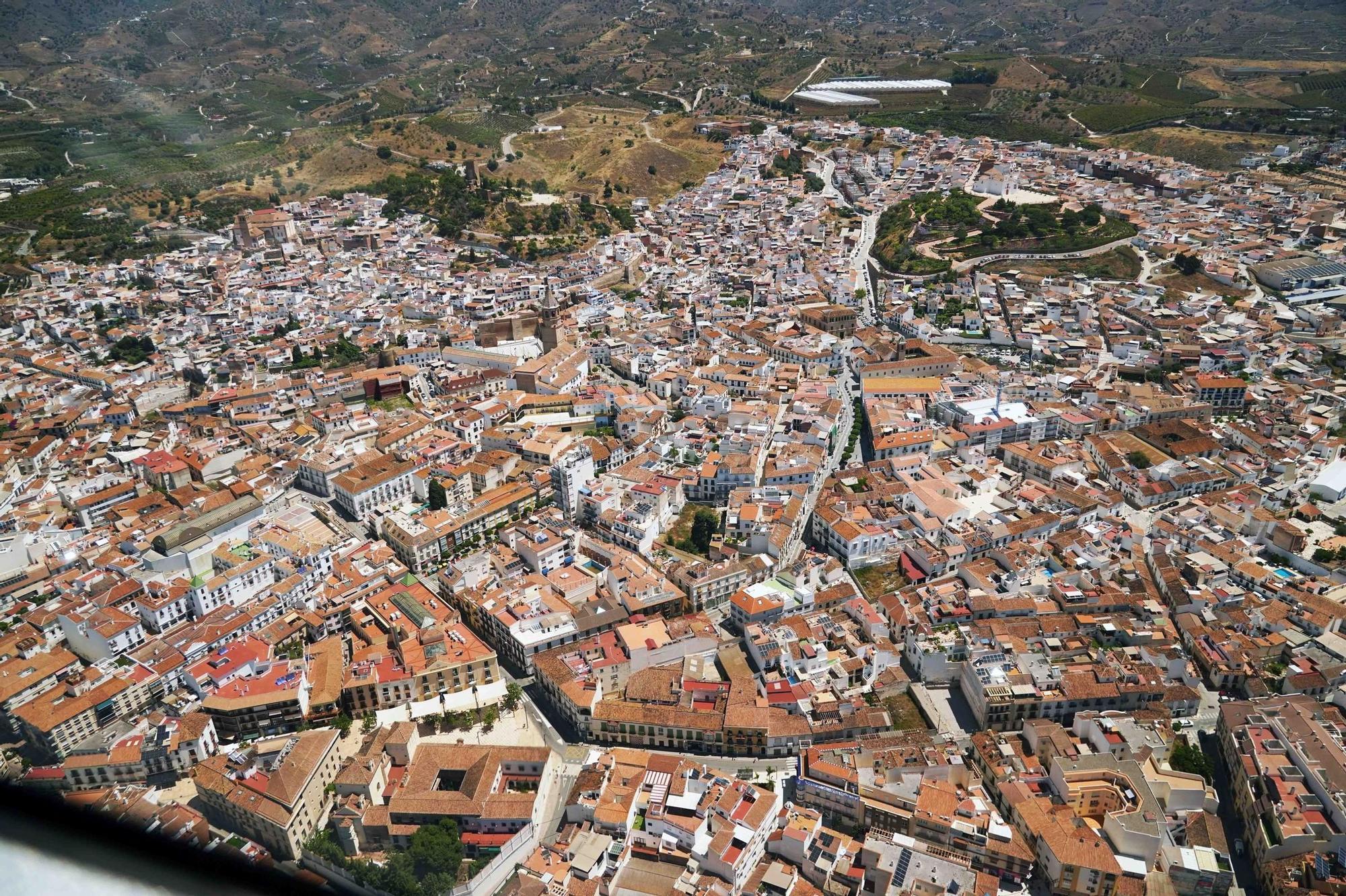 Panorámica aérea del casco urbano de Vélez Málaga