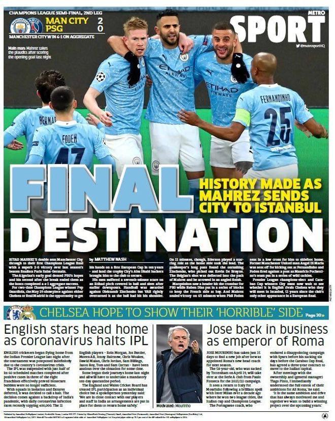 La portada de Metro Sport