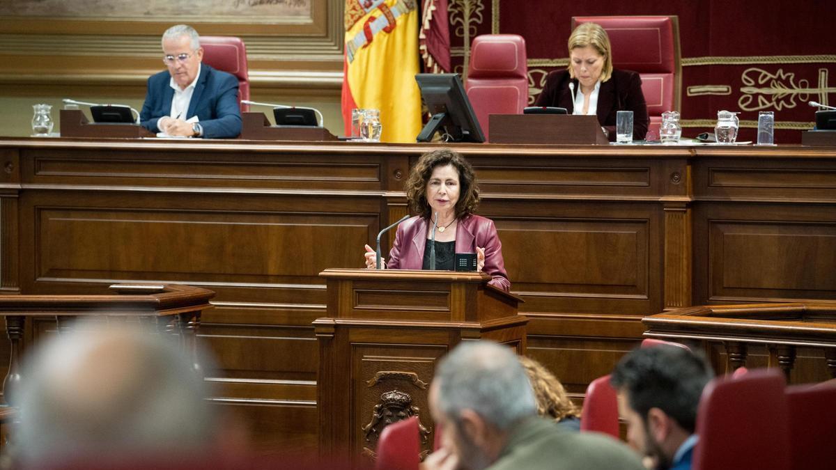 La consejera de Hacienda, Matilde Asián, en el Parlamento.