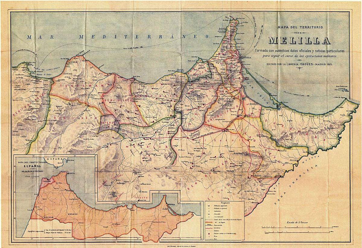 Plano Melilla y cabilas del Rif, 
1921 (C.A.Melilla, 2007).