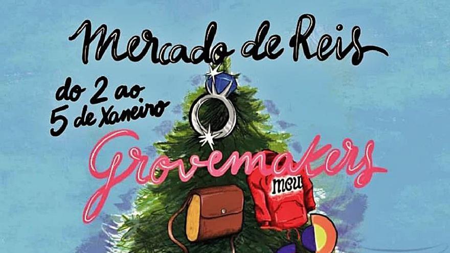 El cartel que anuncia el mercadillo navideño. |   //  FDV