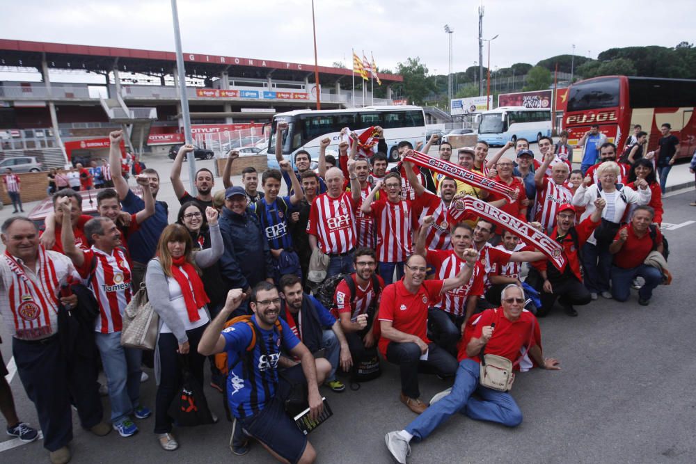 Sortida dels aficionats del Girona cap a Pamplona