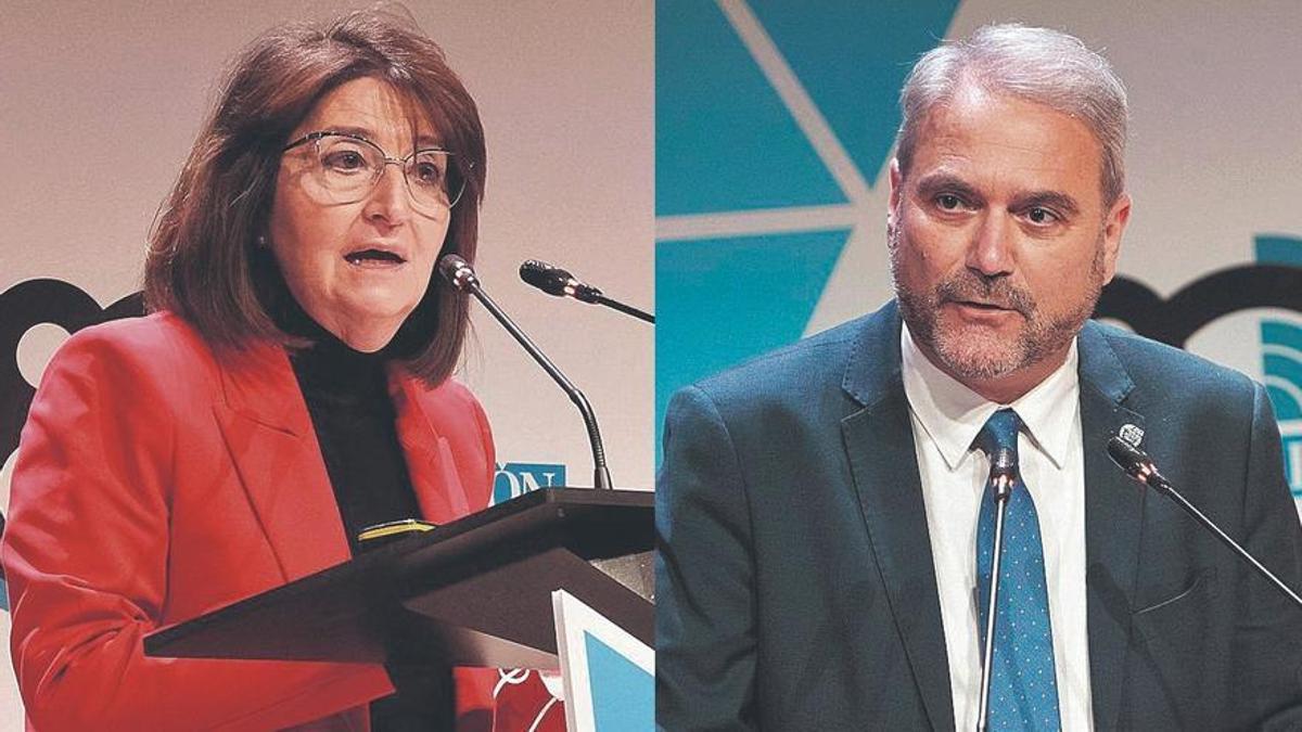 A la izquierda la rectora de la UA, Amparo Navarro; a la derecha, el de la Miguel Hernández, Juanjo Ruiz.
