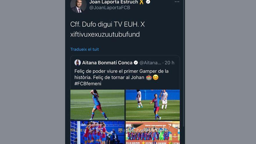 Tuit eliminado de Laporta