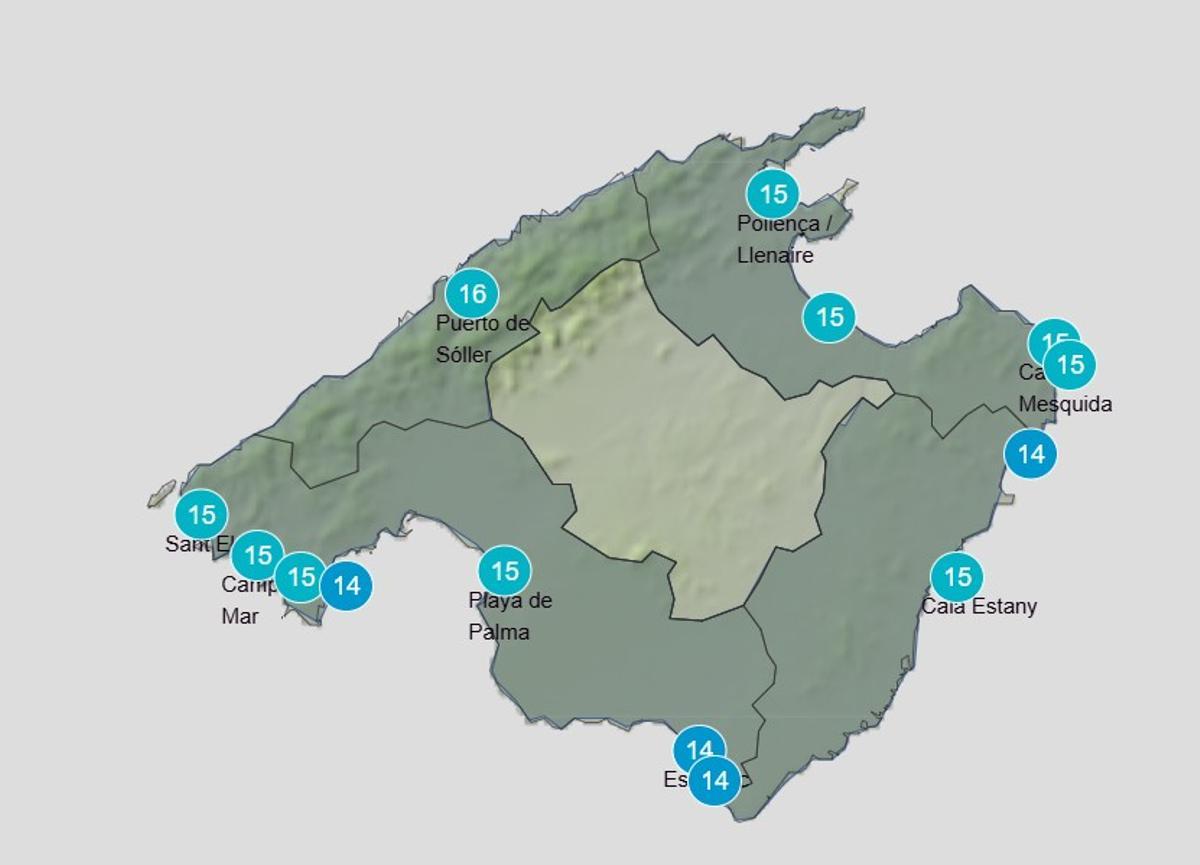 Die Wassertemperatur im Meer rund um Mallorca beträgt während der Osterfeiertage zwischen 14 und 16 Grad.