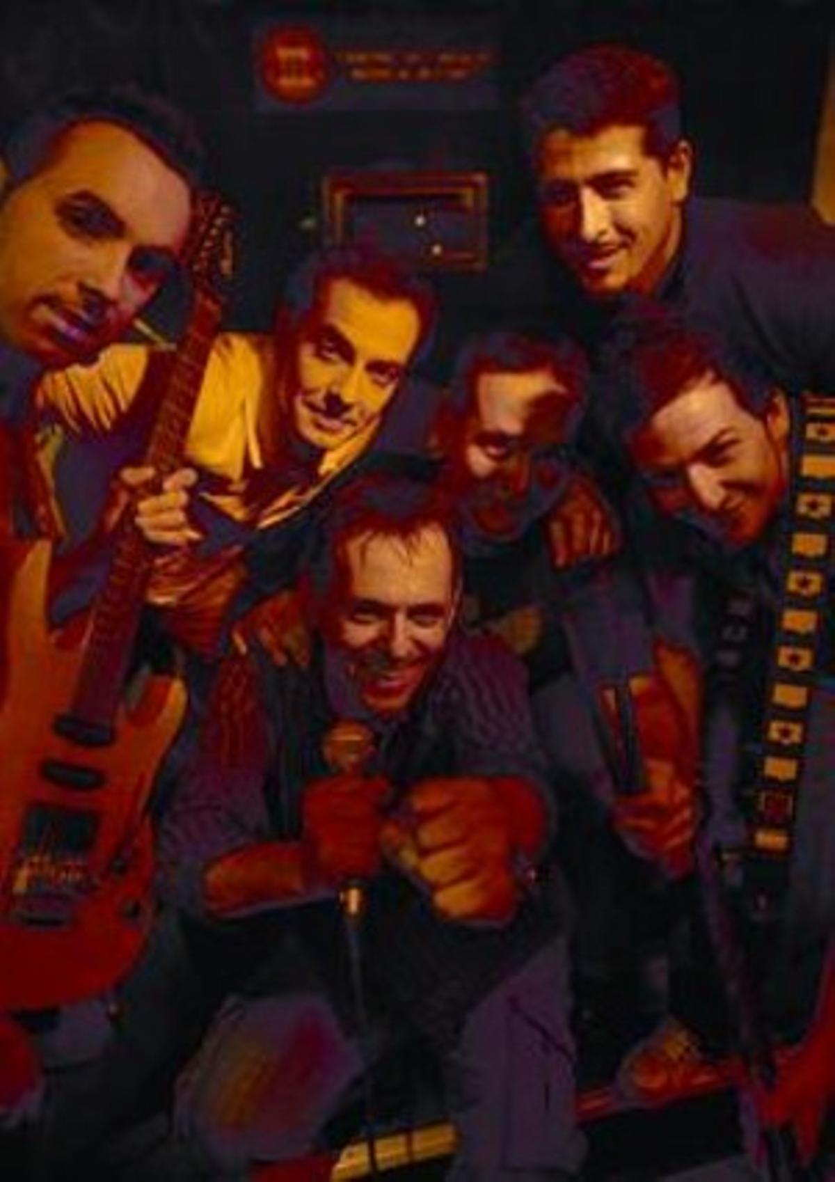Els mossos de Xaiques Band, al local on assagen. Els mossos de Xaiques Band, al local on assagen.