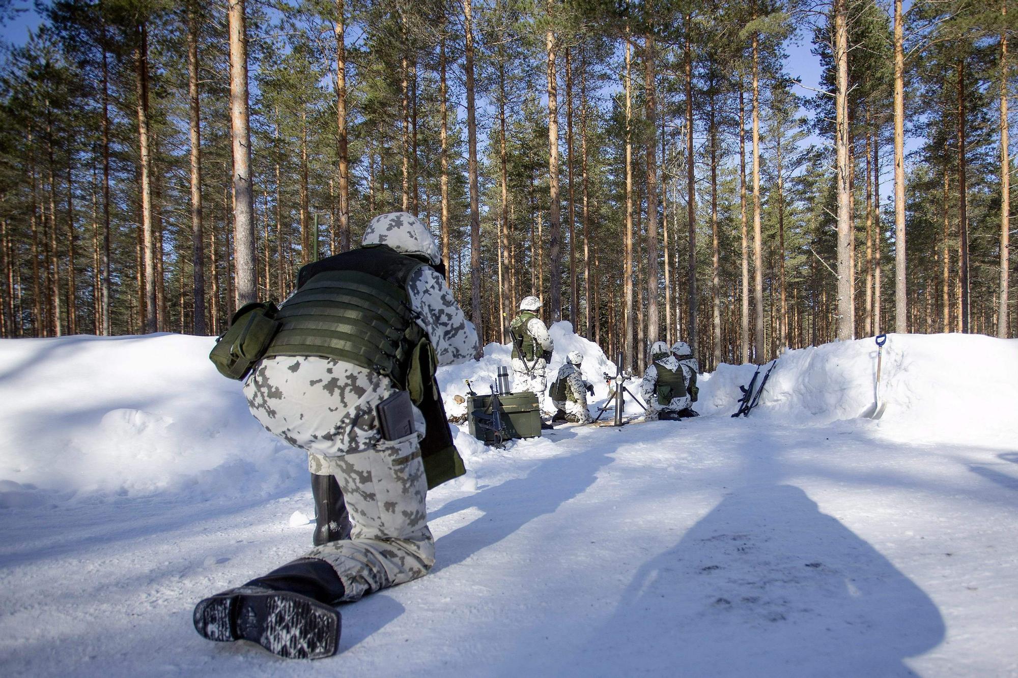 Maniobras del ejército de Finlandia cerca de Rusia