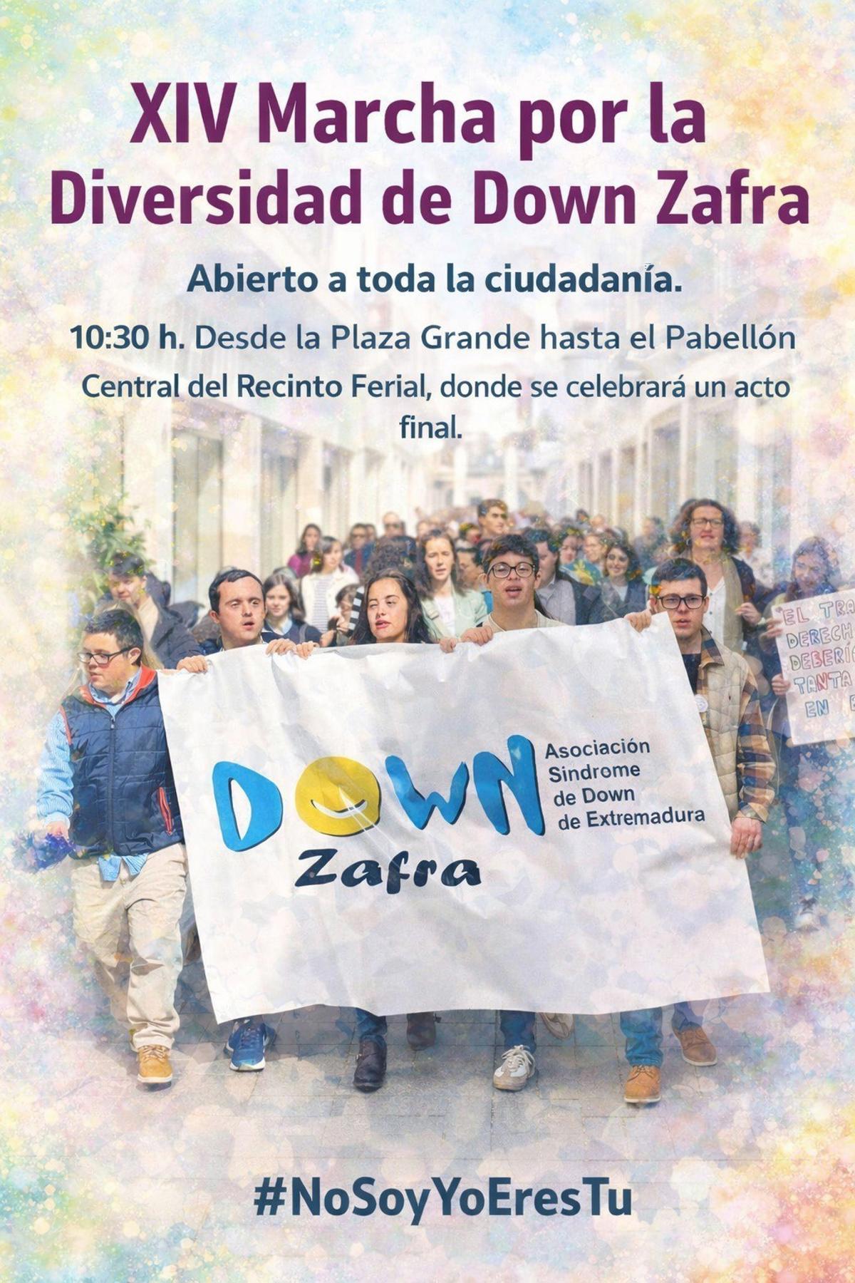 Cartel de la Marcha por la Diversidad de Down Zafra.
