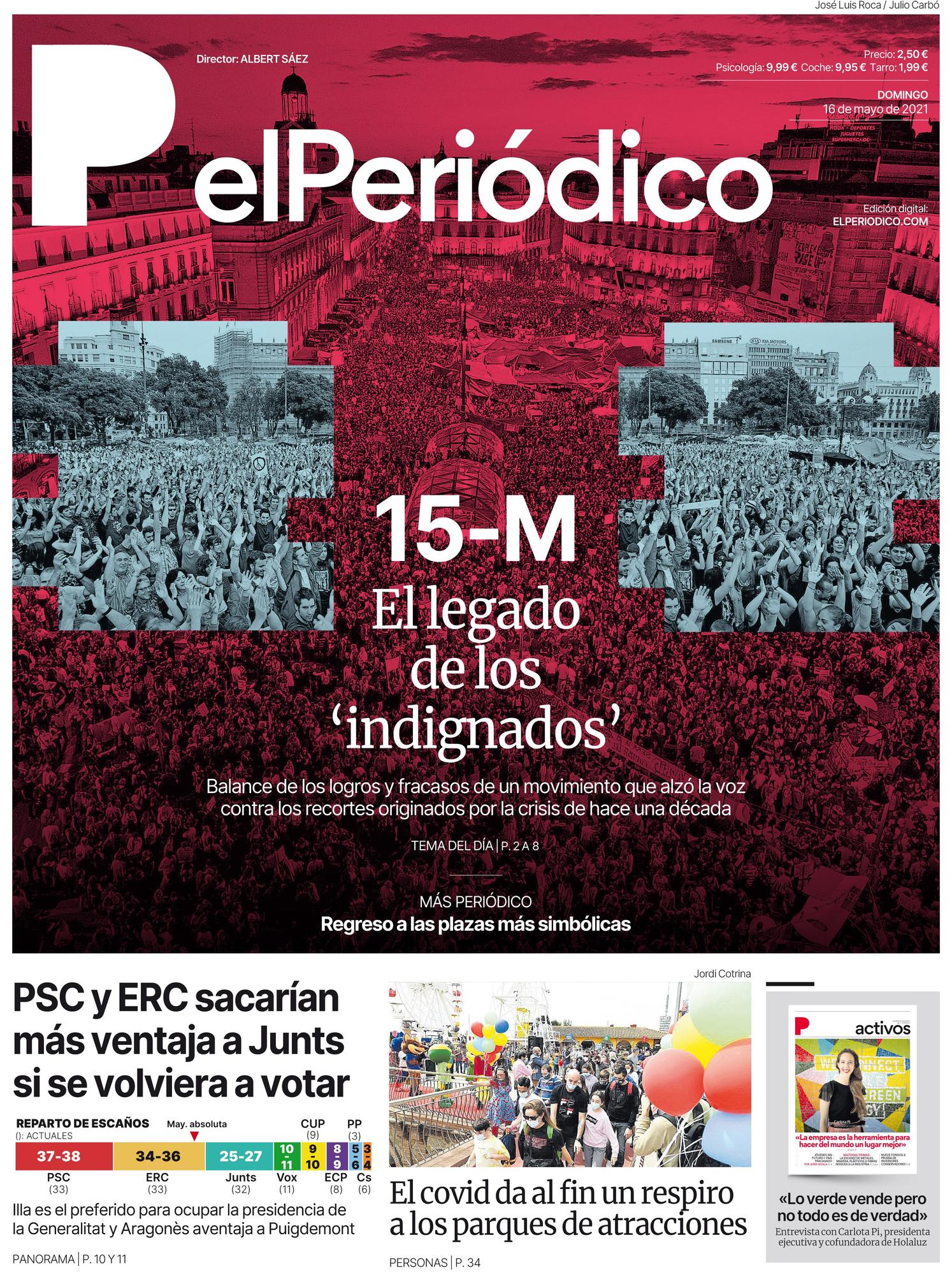 La portada de EL PERIÓDICO del 16 de mayo de 2021