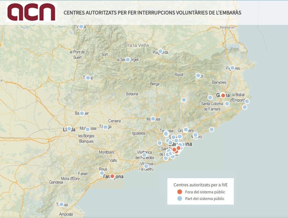 Centres sanitaris autoritzats per a IVE a Catalunya segons el departament de Salut