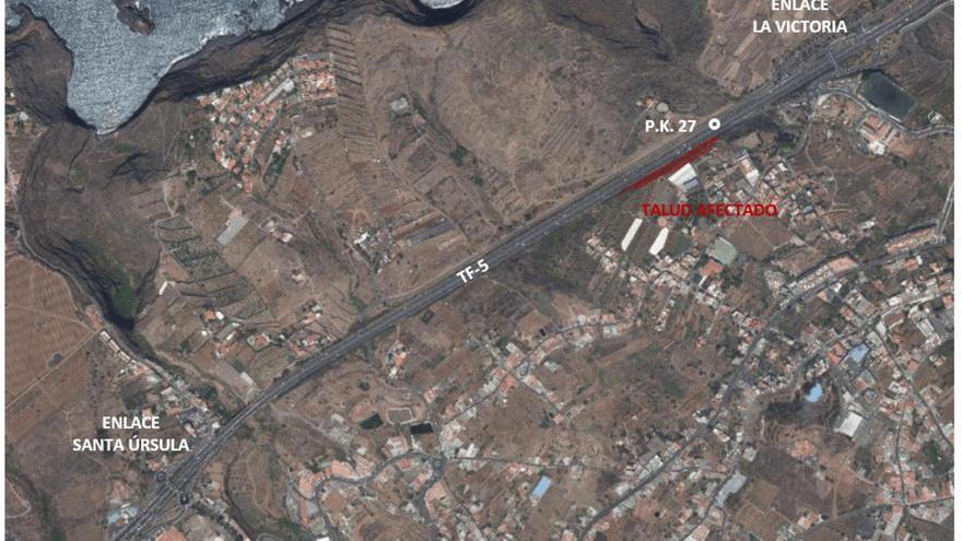 The Cabildo de Tenerife will repair an unstable slope La Victoria
