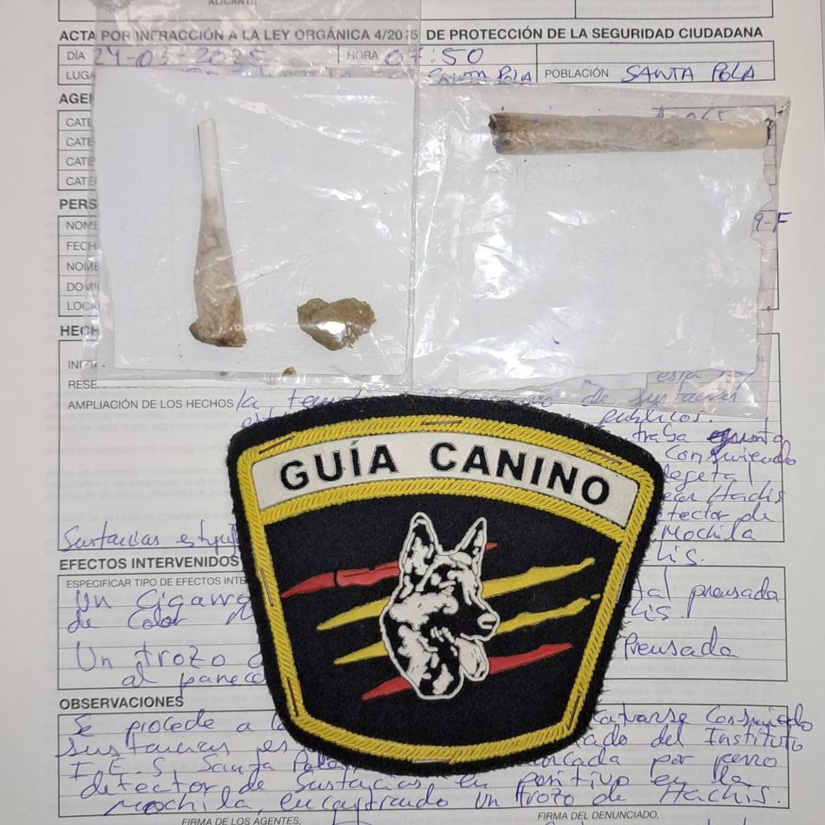 Droga incautada por los agentes de la Policía Local de Santa Pola
